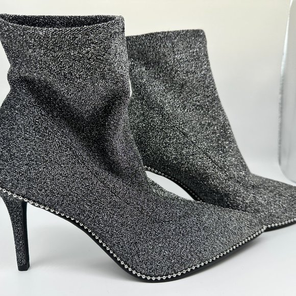 Coach Silver Whitny Bootie Size 9.5 shimmery metallic knit - Picture 2 of 5